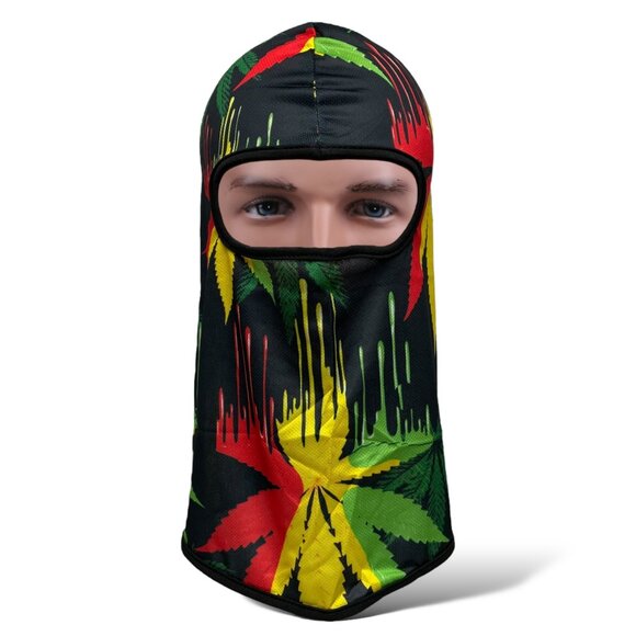 Multicolor Leaf Weed Balaclava Full Face Mask: UV Protection, Windproof - Picture 1 of 3